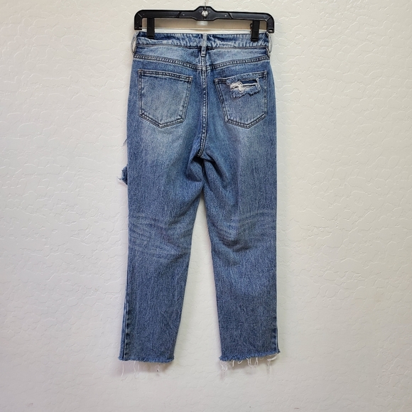 PacSun Mom Jeans Womens 25 Regular Fit   Cotton Destroyed Denim Medium Wash - Picture 2 of 5
